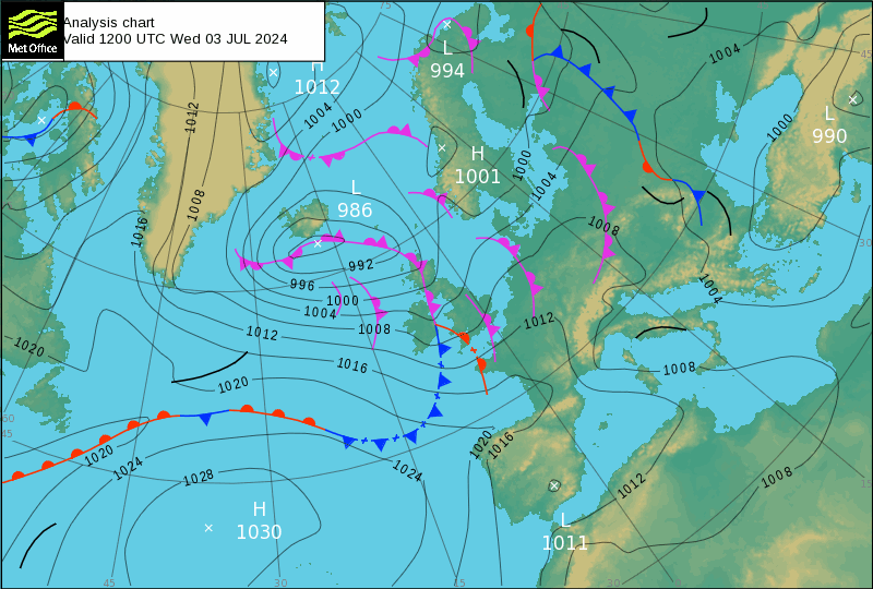 Example of a surface pressure chart